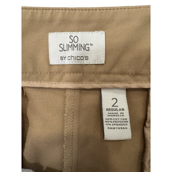 Chico’s So Slimming 2 tan ankle pants Cotton Blend Office women’s 12 - Picture 5 of 10